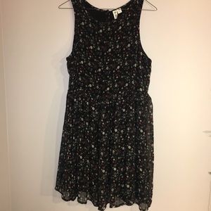 Floral design black dress